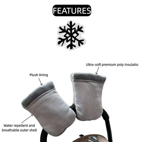 Winter Stroller Hand Muff - Water-Repellent Anti-Freeze Gloves with Plush Lining for Stroller Handlebars in Saudi Arabia