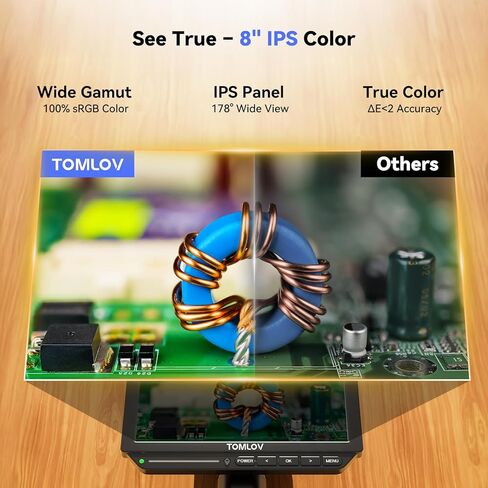 TOMLOV Autofocus 4K Digital Microscope: 8" TM4K-AF Flex Arm HDMI Micro Soldering Microscopes for Adults, Side Lights Coin Microscope, 52MP LCD Microscopes with Screen, Electronics Repair Mat, 64G in Saudi Arabia
