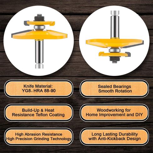 مجموعة لقم التوجيه OLETBE ساق 1/2 بوصة 3 قطع مستديرة فوق لوحة مرتفعة لباب خزانة Ogee السكك الحديدية لقم التوجيه، قاطع خشب النجارة، أداة طحن كربيد أخدود اللسان (الخط) in Kuwait