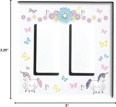 Unicorn Horse Light Switch Plate and Outlet Wall Plate Covers Unicorn Pony Girls Room Decor (Double Rocker) in Saudi Arabia