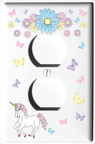 Unicorn Horse Light Switch Plate and Outlet Wall Plate Covers Unicorn Pony Girls Room Decor (Double Rocker) in Saudi Arabia