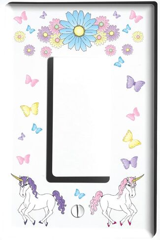 Unicorn Horse Light Switch Plate and Outlet Wall Plate Covers Unicorn Pony Girls Room Decor (Double Rocker) in Saudi Arabia