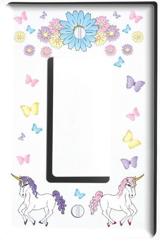 Unicorn Horse Light Switch Plate and Outlet Wall Plate Covers Unicorn Pony Girls Room Decor (Double Rocker) in Saudi Arabia