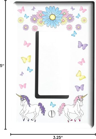 Unicorn Horse Light Switch Plate and Outlet Wall Plate Covers Unicorn Pony Girls Room Decor (Double Rocker) in Saudi Arabia