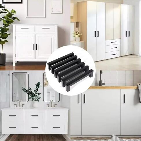 6pcs Square Furniture Cabinet Handle Stainless Steel Door Knobs Cupboard Drawer Pulls(Black,256mm) in Saudi Arabia