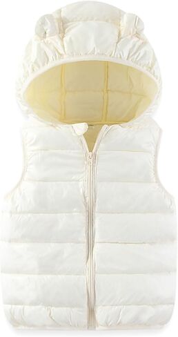 Hooded Puffer Vest for Baby Boys Girls Winter Warm Lightweight Sleeveless Coat Cute Bear ears Zipper Up Jacket 0-6T in Saudi Arabia