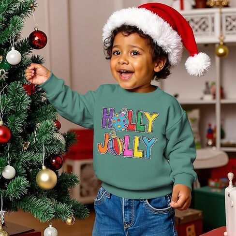 CM C&M WODRO Toddler Baby Girl Boy Christmas Sweatshirt Cute Holly Jolly Xmas Pullover Crewneck Long Sleeve Holiday Outfit in Saudi Arabia