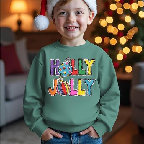 CM C&M WODRO Toddler Baby Girl Boy Christmas Sweatshirt Cute Holly Jolly Xmas Pullover Crewneck Long Sleeve Holiday Outfit in Saudi Arabia