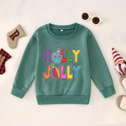 CM C&M WODRO Toddler Baby Girl Boy Christmas Sweatshirt Cute Holly Jolly Xmas Pullover Crewneck Long Sleeve Holiday Outfit in Saudi Arabia