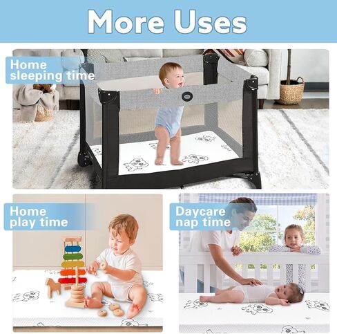 حزمة ولعب مرتبة ، 38 × 26 حزمة مزدوجة من الوجهين n play presttses portable foam foam prattress pad for pack play with cover tovelable cover cover in Kuwait