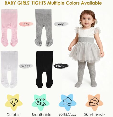 Baby Tights 0-4 Years Girls Knit Leggings Stockings Cotton Newborn Infant Toddler 1/2/3/4 Pack in Saudi Arabia