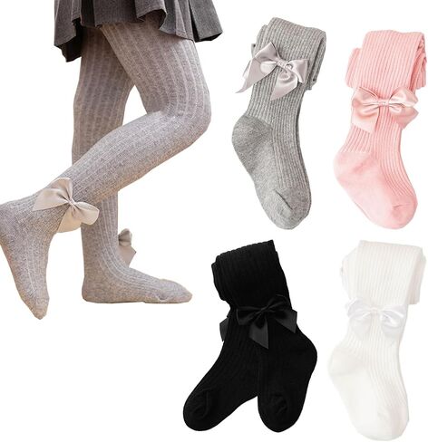 2PCS/3Pcs Toddler Tights Cable Knit With Bow Decoration,Girls Leggings Cotton Thick Pantyhose for Newborn Infant in Saudi Arabia