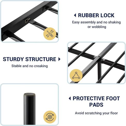 إطار سرير معدني بمنصة معدنية مقاس 14 بوصة من Allewie مع لوح أمامي ولوح قدم، وتخزين أسفل السرير، ودعم شرائح معدنية قوية، وأساس مرتبة، ولا حاجة إلى صندوق زنبركي، سهل التجميع، أبيض in Kuwait