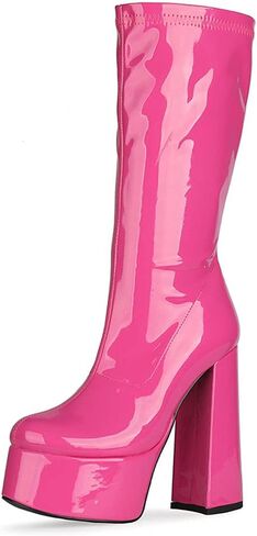 MeiLuSi GoGo Boots for Women Platform Knee High Boots Chunky Block 90s 70s Go Go Disco Shoes in Saudi Arabia