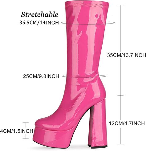 MeiLuSi GoGo Boots for Women Platform Knee High Boots Chunky Block 90s 70s Go Go Disco Shoes in Saudi Arabia