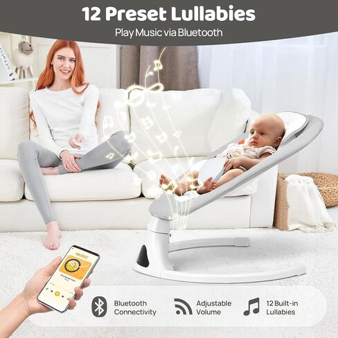 Electric Baby Swing for Infants to Toddler, Portable Infant Swing with Remote Control, Baby Swings with 5 Speeds, 5-Point Harness (Gray) in Saudi Arabia