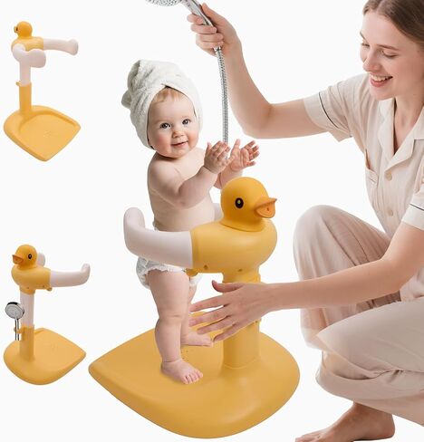 Adjustable Baby Shower Stand Support | Safety & Non-Slip Baby Bath Stand | Standing Bathtub for Infants 8-36 Months | Toddler Shower Support with 55 Lbs Capacity | Ideal Gift for Babies Bath in Saudi Arabia