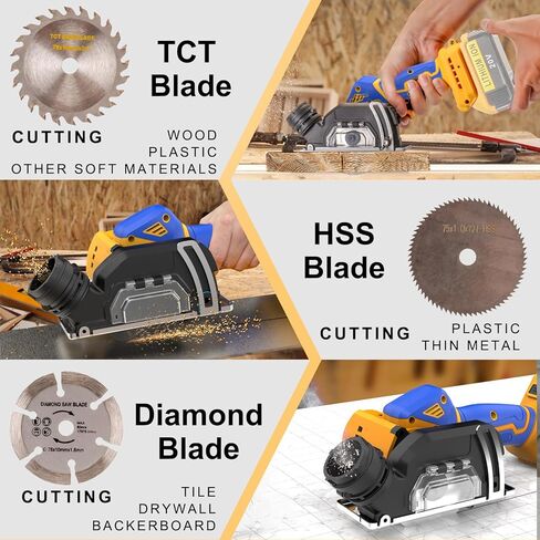 أداة قطع لاسلكية متوافقة مع بطارية ديوالت 20 فولت ماكس، منشار محرك بدون فرش، قاطع بلاط زاوية طاحونة لاسلكية، مع 6 شفرات منشار 3 بوصة للمعادن والخشب والبلاط والبلاستيك (بدون بطارية) in Kuwait