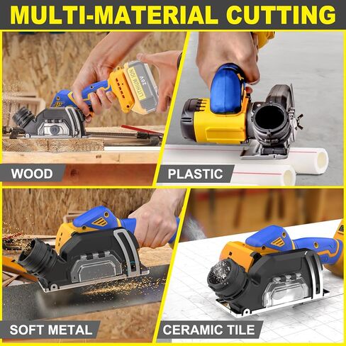 أداة قطع لاسلكية متوافقة مع بطارية ديوالت 20 فولت ماكس، منشار محرك بدون فرش، قاطع بلاط زاوية طاحونة لاسلكية، مع 6 شفرات منشار 3 بوصة للمعادن والخشب والبلاط والبلاستيك (بدون بطارية) in Kuwait