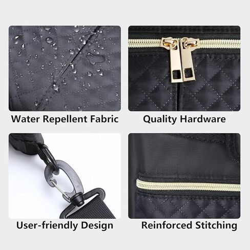 Universal Stroller Organizer Bag, Black Quilted Design with 2 Insulated Bottle Pockets, Multiple Storage Compartments, Tissue Holder, 6 x 4 x 2.5 Inches in Saudi Arabia