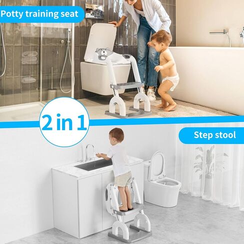 Potty Training Toilet, Adjustable Toddler Toilet Seat and Step for Kids, 2 in 1 Toilet Steps for Toddlers,Non Slip & Space Efficient & Splash Guard in Saudi Arabia