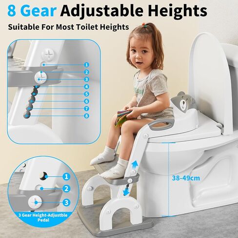 Potty Training Toilet, Adjustable Toddler Toilet Seat and Step for Kids, 2 in 1 Toilet Steps for Toddlers,Non Slip & Space Efficient & Splash Guard in Saudi Arabia