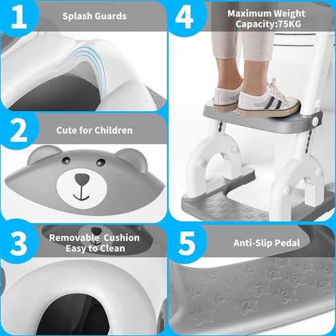 Potty Training Toilet, Adjustable Toddler Toilet Seat and Step for Kids, 2 in 1 Toilet Steps for Toddlers,Non Slip & Space Efficient & Splash Guard in Saudi Arabia