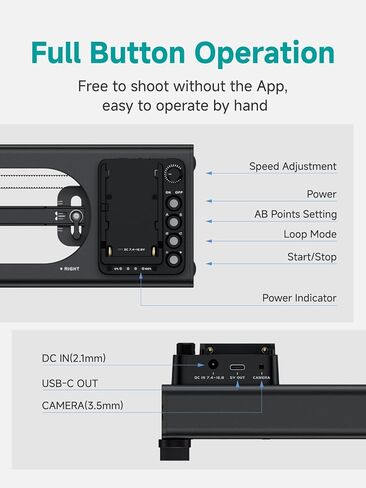 منزلق فيديو Accsoon Toprig، منزلق كاميرا بمحرك مقاس 16 بوصة/40 سم مع تحكم كامل في الزر، يدعم وضع فيديو التطبيق/الفاصل الزمني/وضع الحلقة، التحكم في السرعة، تصوير بانورامي 120 درجة للمصور in Kuwait