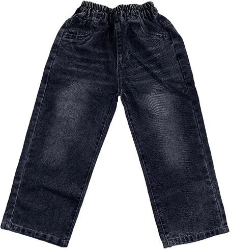Kids Baby Baggy Jeans Boys Straight Leg Jeans for Girls Wide Leg Pants with Pockets Toddler Boy Clothes Long Trousers in Saudi Arabia