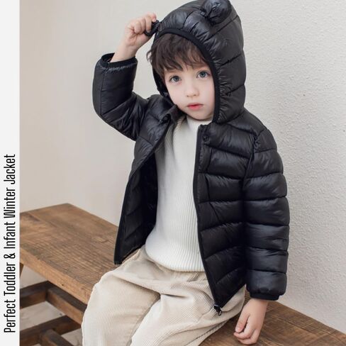 Baby Hooded Zip-Up Winter Coats Light Puffer Down Jacket for Baby Boys Girls Kids Toddler Infants Outerwear in Saudi Arabia