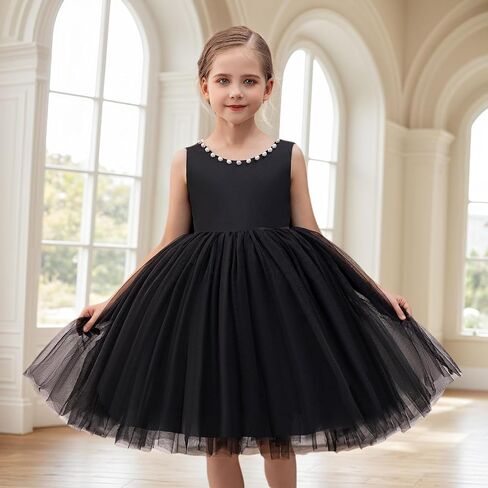 6M-6T Toddler Baby Girls Pearl Backless Big Bowknot Tutu Gown Party Wedding Ball Gown Princess Dress with Headwear in Saudi Arabia