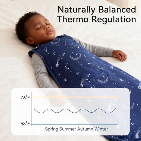 Merino Wool & Organic Cotton Sleep Sack 2-Way Zipper Adjustable Universal Size Sleeping Bag for Baby Year-round Use in Saudi Arabia