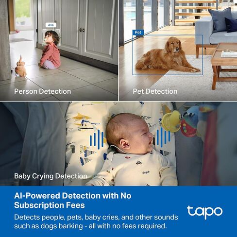 TP-Link Tapo 2K QHD Pan/Tilt Security Camera for Pet Camera, Baby Monitor, Motion Detection, Motion Tracking, 2-Way Audio, Night Vision, Cloud &SD Card Storage, Works w/Alexa & Google Home(Tapo C220) in Saudi Arabia