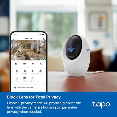 TP-Link Tapo 2K QHD Pan/Tilt Security Camera for Pet Camera, Baby Monitor, Motion Detection, Motion Tracking, 2-Way Audio, Night Vision, Cloud &SD Card Storage, Works w/Alexa & Google Home(Tapo C220) in Saudi Arabia