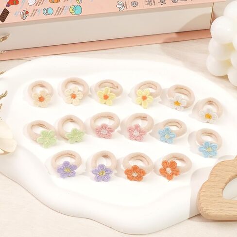 JOYOYO 30 قطعة 1.25 بوصة ربطات شعر للفتيات الصغيرات مع زهرة، حاملات شعر مطاطية ناعمة على شكل ذيل حصان للرضع والأطفال الصغار البنات in Kuwait