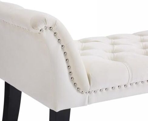 Upholstered Ottoman Bench with Armrest & Button Tufting, Great for Entryway Dining Room and More in Kuwait