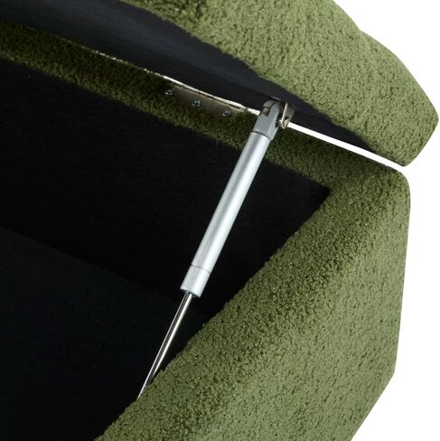 CREASION Storage Ottoman Bench - Brown PU Surface, Rubber Wood Legs, 300 lbs Capacity (Brown PU) in Saudi Arabia