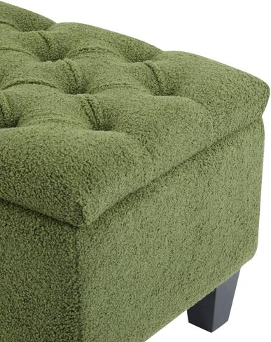 CREASION Storage Ottoman Bench - Brown PU Surface, Rubber Wood Legs, 300 lbs Capacity (Brown PU) in Saudi Arabia