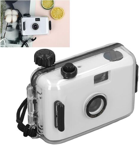 35mm Reusable Film Camera with Case, Retro, Lightweight Design, for Snorkeling with Shutter Speed 1/100s F/9 28MM Lens (White Pink with Cat Ears Decor) in Saudi Arabia