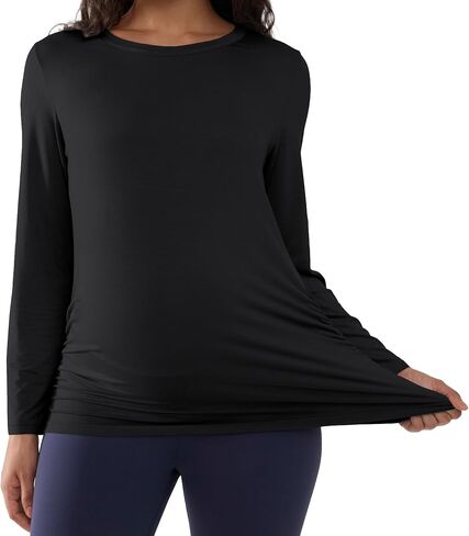 Joyaria Maternity Shirts for Women Bamboo Viscose Long Sleeve Pajamas Tops Crew Neck Ruched Side Pregnant Tshirts S-XXL in Saudi Arabia
