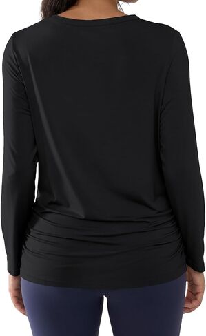 Joyaria Maternity Shirts for Women Bamboo Viscose Long Sleeve Pajamas Tops Crew Neck Ruched Side Pregnant Tshirts S-XXL in Saudi Arabia