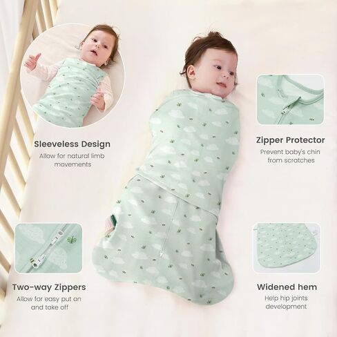 Baby Swaddle Sleep Sack, 1.0 Tog New-Parent-Friendly Swaddle for Newborns & infant 0-6 Months Baby Wearable Blanket Reduce Startle Reflex, Newborn Boys Girls Registry Essentials in Kuwait