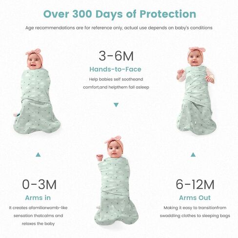 Baby Swaddle Sleep Sack, 1.0 Tog New-Parent-Friendly Swaddle for Newborns & infant 0-6 Months Baby Wearable Blanket Reduce Startle Reflex, Newborn Boys Girls Registry Essentials in Kuwait