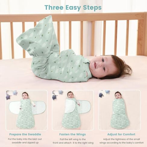 Baby Swaddle Sleep Sack, 1.0 Tog New-Parent-Friendly Swaddle for Newborns & infant 0-6 Months Baby Wearable Blanket Reduce Startle Reflex, Newborn Boys Girls Registry Essentials in Kuwait
