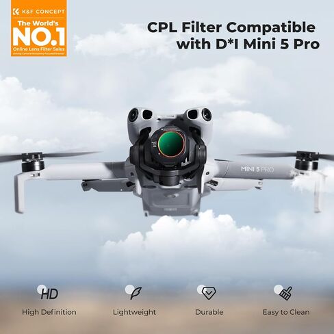 K&F CONCEPT Circular Polarizers CPL Filter Compatible with DJI Mini 5 Pro, Drone CPL Anti-Glare Filter with 28 Multi-Coated HD Optical Glass in Saudi Arabia