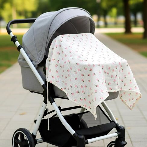 Muslin Nursing Covers for Baby Breastfeeding Privacy Breast Feeding Cover Breathable Breastfeeding Cover up with Arch Neckline Multi-use Stroller Covers for Women Nursing Apron in Saudi Arabia