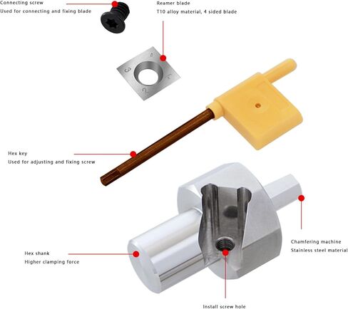 Workbench Dog Hole Chamfer Reamer Tool for 20mm Holes, T10 Alloy Blade 9mm Hex Shank Dog Holes Polished Finish Tool for Standard Electric Drills Woodworking in Saudi Arabia