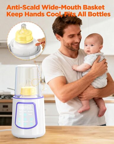 Fast Baby Bottle Warmer for Breastmilk, Smart 12 in 1 Breast Milk Warmer for Baby Essentials with Timer Temperature Control, Sterili-zing, Water Bath Technology, Baby Warmer for All Bottles Food Jars in Saudi Arabia