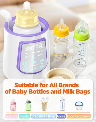 Fast Baby Bottle Warmer for Breastmilk, Smart 12 in 1 Breast Milk Warmer for Baby Essentials with Timer Temperature Control, Sterili-zing, Water Bath Technology, Baby Warmer for All Bottles Food Jars in Saudi Arabia