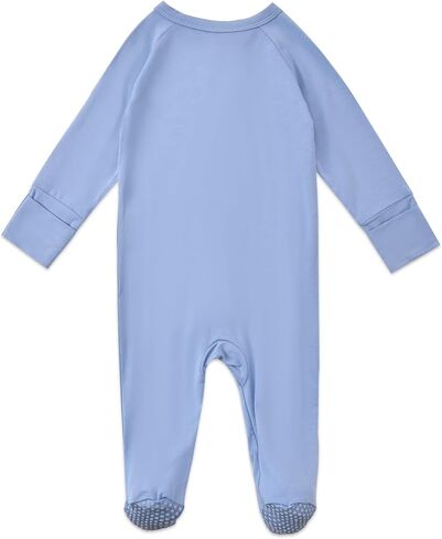 Baby Footed Pajamas with Mittens Rayon from Bamboo 2pcs Newborn Infant 2-way Zipper Pjs Cute Sleeper Outfit in Kuwait